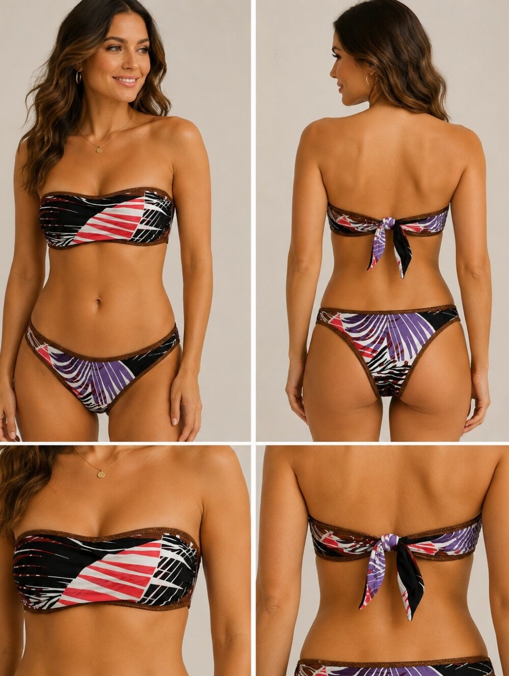 Vince Camuto Black and Purple Bikini Set